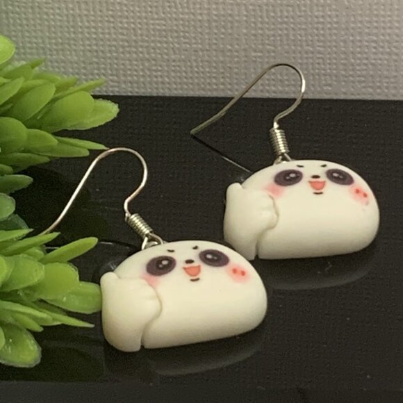 Panda Earring, Panda Bear Jewelry, Gift, Panda Jewelry, Silly Animal Earring - Picture 6 of 9
